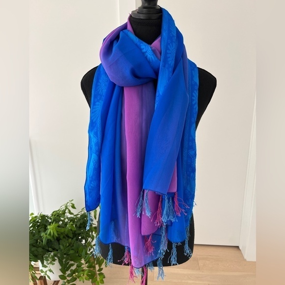 RIMA BEACH WEAR Terivoile Beach Wrap Pink Blue Ombre Swimsuit Coverup Sarong - Picture 5 of 12